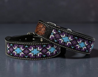 Westliches echtes Leder Hundehalsband nach Werkzeugen Leder Perlen Hundehalsband, Welpenhalsband aus echtem Leder