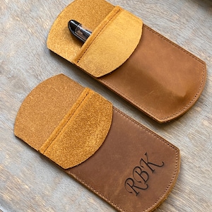 Handmade Personalized LEATHER PEN CASE, Leather Pencil Case, Fountain Pen Holder, Hand-sewn Leather Pen Holder, Pen Sleev