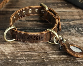 Engraved Leather Dog Collar, Engraved Dog Collar, Custom Dog Collar with Name, Brown Dog Collar