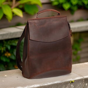 Leather Backpack Purse for Women, Leather Bag Purse, Handmade Top Leather Backpack with Personalization