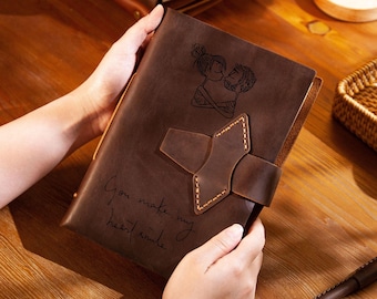 Personalized Large Leather Journal Custom Notebook Gift Leather Diary Traveler's Notebook Cover Custom Engraved Gift for Christmas Artist