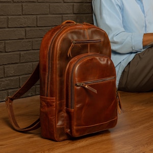 Vintage Leather Backpack, Brown Leather Backpack, Rucksack, Personalized Men Leather Backpack, Hipster Backpack gifts for him her
