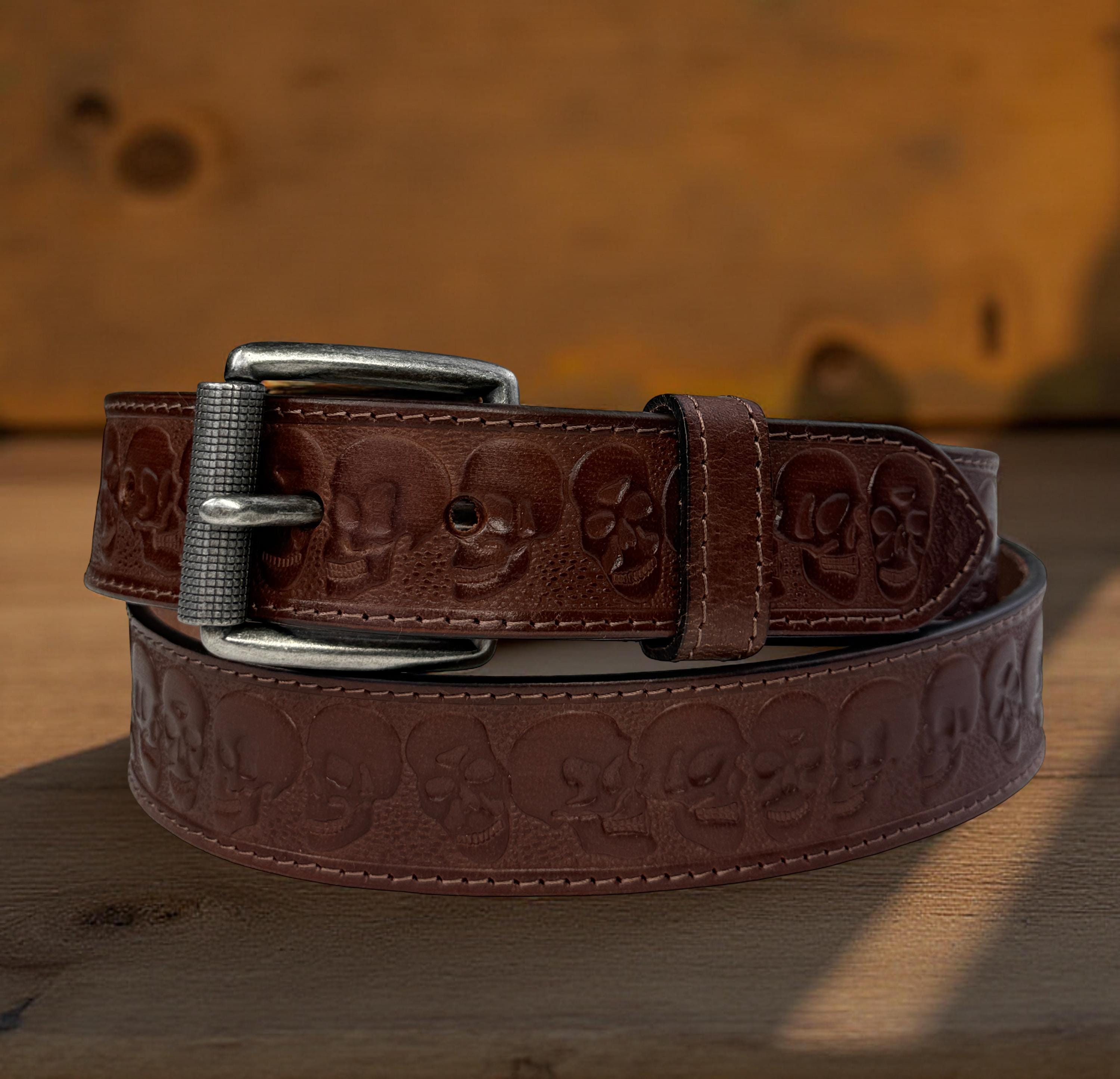 Cintura In Pelle Con Fibbia Western Fai Da Te Con Teschio E - Foto 5