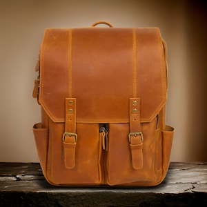 Vintage Large Leather Backpack, Brown Leather Backpack, Rucksack, Personalized Men Leather Backpack, Hipster Backpack gifts for him her