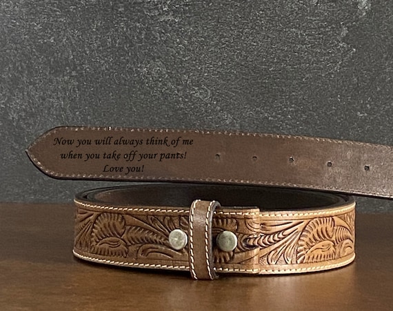 Tooled Western Floral Engraved Leather Belt 100% Genuine  display picture 2