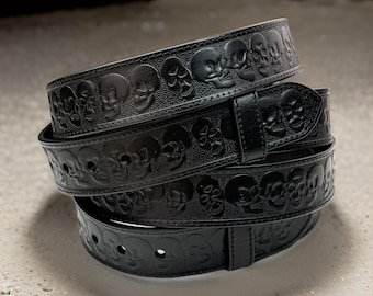 Cinturón de cuero con calavera, cinturón de motociclista, cinturón de cuero marrón con calavera, cinturón de cuero con calavera personalizado, cinturón estilo rockero, cinturón de cuero para hombre con calaveras