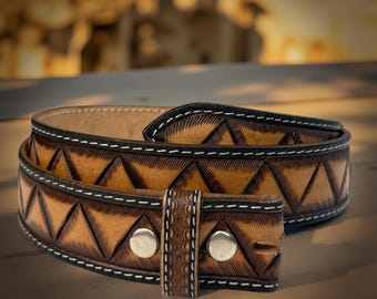 Western Leather Belt Personalized Leather Belts Handmade Tooled Leather Belt Embossed Full Grain Removable Buckle Cowboy Belt Christmas Gift