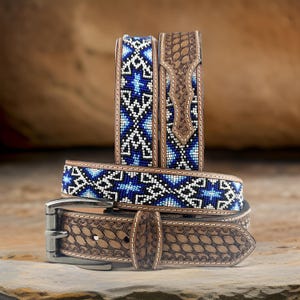 Genuine Leather Beaded Western Heavy Duty Belt, Custom Personalized Rodeo belt For Cowboy Cowgirl