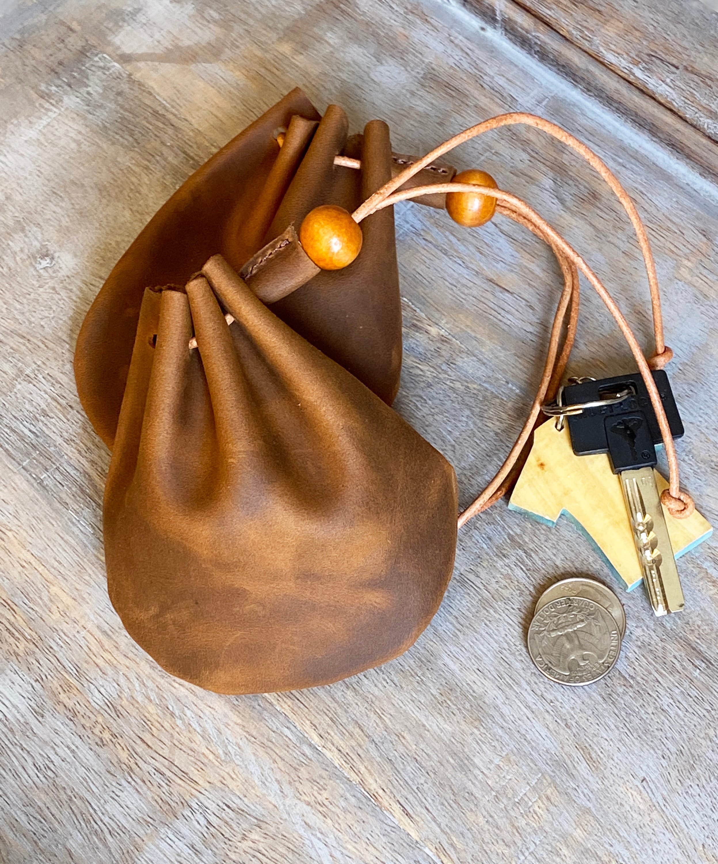 Drawstring Leather Pouch, Coin Purse, Dark Brown, Leather Pouch