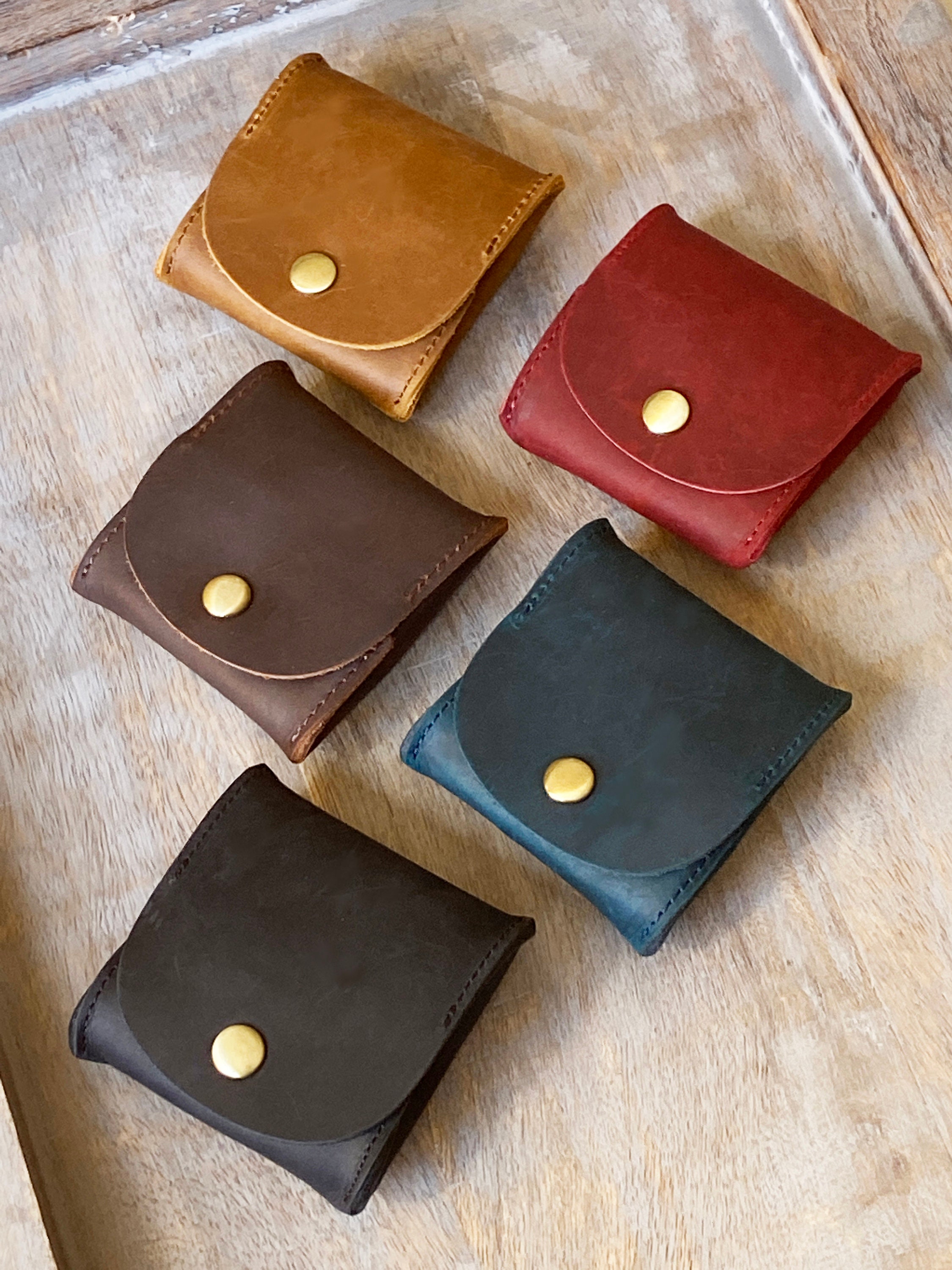 Coin organizer, Personalized Leather Coin Pouch, Full Grain Mini Wallet, Vintage Coin Purse