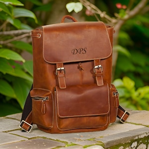 Vintage Leather Backpack, Brown Leather Backpack, Rucksack, Personalized Men Leather Backpack, Hipster Backpack gifts for him her