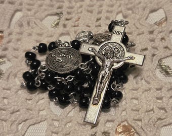 Catholic Rosary | St. Benedict Rosary | black beads