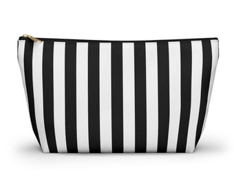Mahjong Tiles Storage Bag Black and White Stripes Pattern Vertical Stripe