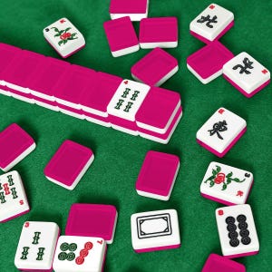 Juego de fichas de mahjong americano, color fucsia oscuro brillante, bloque sólido de color liso imagen 2