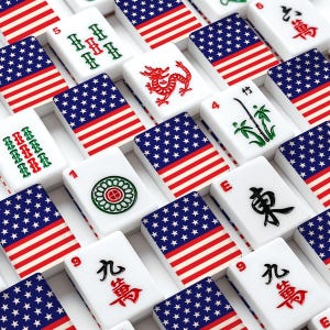 American Mahjong Tiles Set Stars and Stripes Pattern Red White and Blue Bild 1