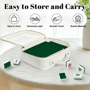 American Mahjong Tile Set Plain Dark Forest Green Solid Color Tiles image 5