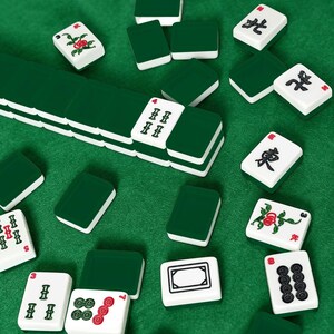 American Mahjong Tile Set Plain Dark Forest Green Solid Color Tiles image 2