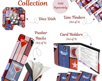 Mahjong Accessories - MCM Cocktail Collection - Card Holders, Line Finders, Tile Racks, Dice Tray