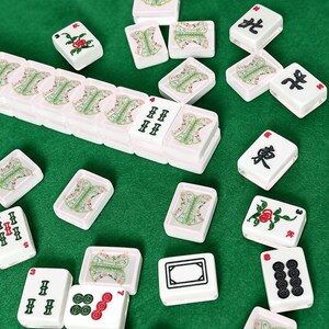 American Mahjong Tiles Set Regency Corset Print Pink Green Floral Pattern image 2
