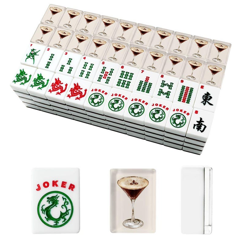 American Mahjong Tiles Set Espresso Martini Motif Dark Brown Light Beige bild 3