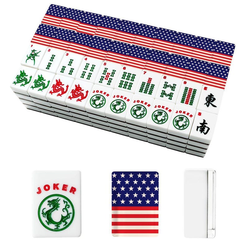 American Mahjong Tiles Set Stars and Stripes Pattern Red White and Blue Bild 3