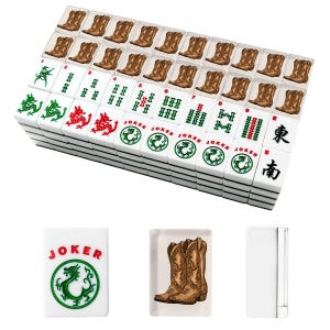 American Mahjong Tiles Set Cowboy Boots Brown Light Beige image 3