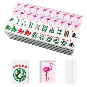 American Mahjong Tiles Set Pink Flamingo Motif image 3