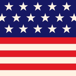 K&ouml;nnte beinhalten: Grafische Darstellung der amerikanischen Flagge. Das Design zeigt ein blaues Feld mit wei&szlig;en Sternen in der oberen linken Ecke und abwechselnd roten und wei&szlig;en Streifen, die sich &uuml;ber den unteren Teil erstrecken.