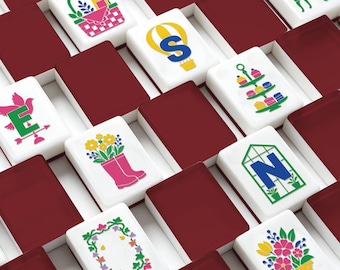 American Mahjong Tiles Set Solid Burgundy Color Plain Dark Wine Red - 3 Styles