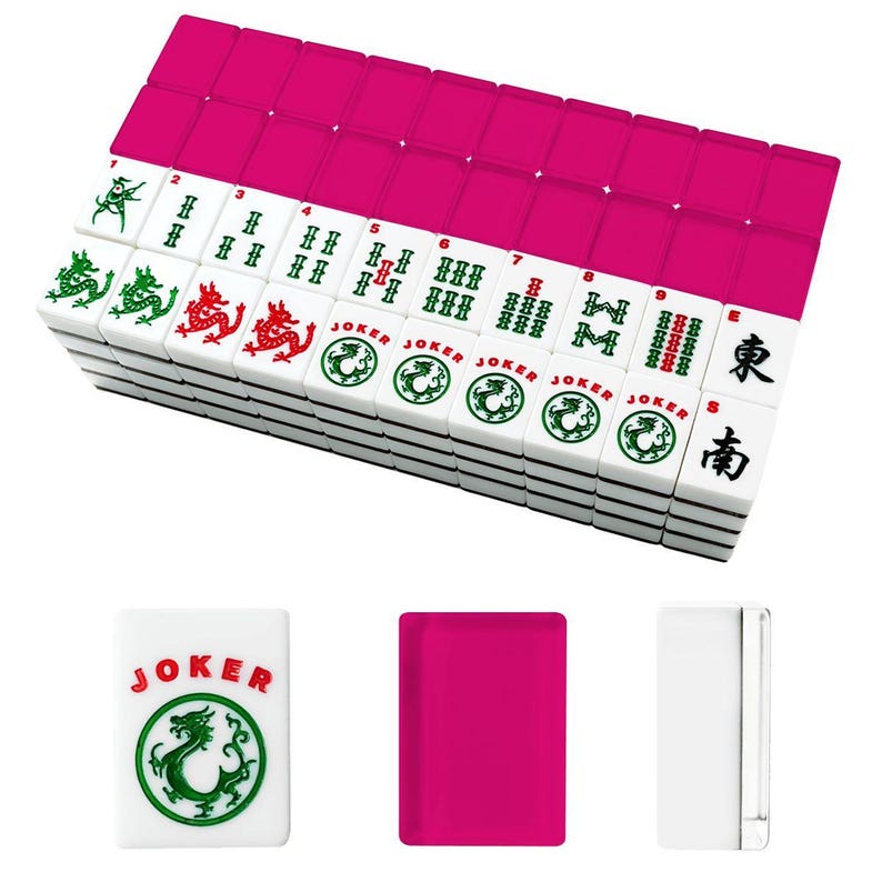Juego de fichas de mahjong americano, color fucsia oscuro brillante, bloque sólido de color liso imagen 3