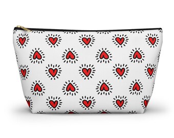 Mahjong Tiles Aufbewahrungstasche Love Hearts Muster Rot Weiß Schwarz Print