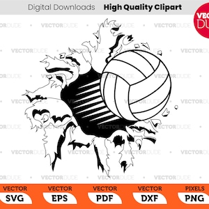 Bola de vôlei rasgando e estourando - preto e branco de alta qualidade, clipart vetorial [ svg eps pdf dxf png ]