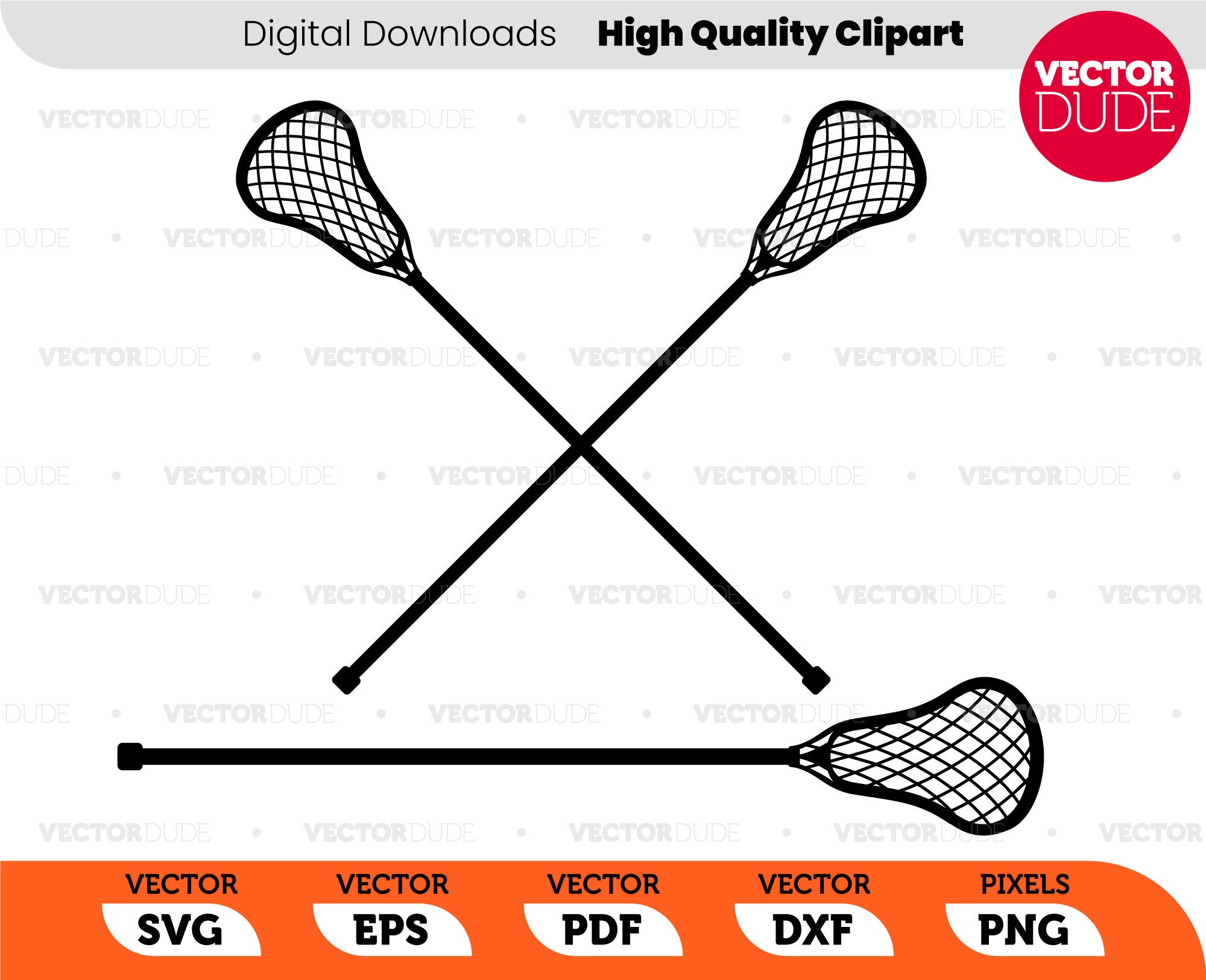 Lacrosse sticks single and crossed High Quality, Cricut Cut, Vector Clipart [ svg eps pdf dxf png ]