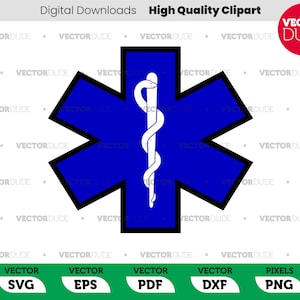 Medical Cross EMS EMT Star of Life - High Quality, Cricut Cut, Vector Clipart [ svg eps pdf dxf png ]