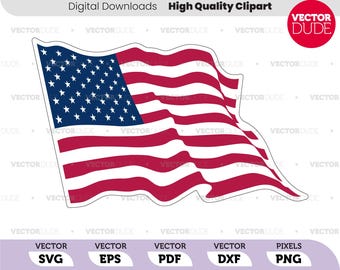 Bandiera americana ondulata Clipart vettoriali di alta qualità [svg eps pdf dxf png]