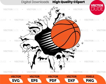 Strappo scoppio lacerazione Basket - nero, bianco e arancione Alta qualità, Clipart vettoriale [svg eps pdf dxf png]