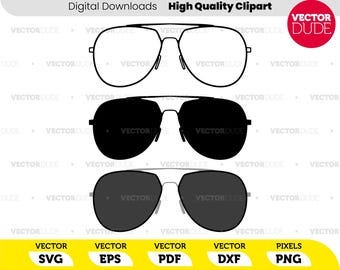 3 sunglasses files, High Quality, Cricut Cut, Vector Clipart [ svg eps pdf dxf png ]
