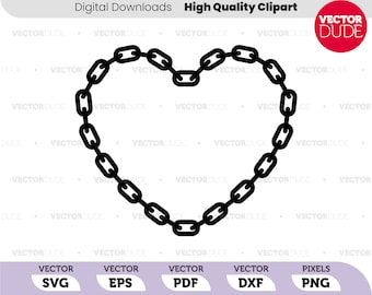 Original Design Chain link heart border, High Quality, Cricut Cut, Vector Clipart [ svg eps pdf dxf png ]
