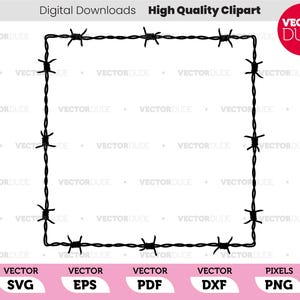 Bordure détaillée de fil de fer barbelé carré à découper ou à imprimer, des cliparts vectoriels [svg eps pdf dxf png]