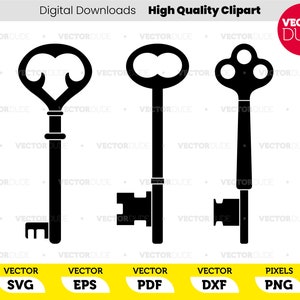 3 Vintage House Keys, High Quality, Cricut Cut, Vector Clipart [ Svg ...