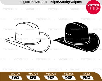 Cowboy Hat, High Quality, Cut or Print, Vector Clipart [ svg eps pdf dxf png ]