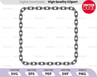 Bordo dettagliato quadrato a maglie di catena ORIGINALE, alta qualità, Cricut Cut, Clipart vettoriale [svg eps pdf dxf png]