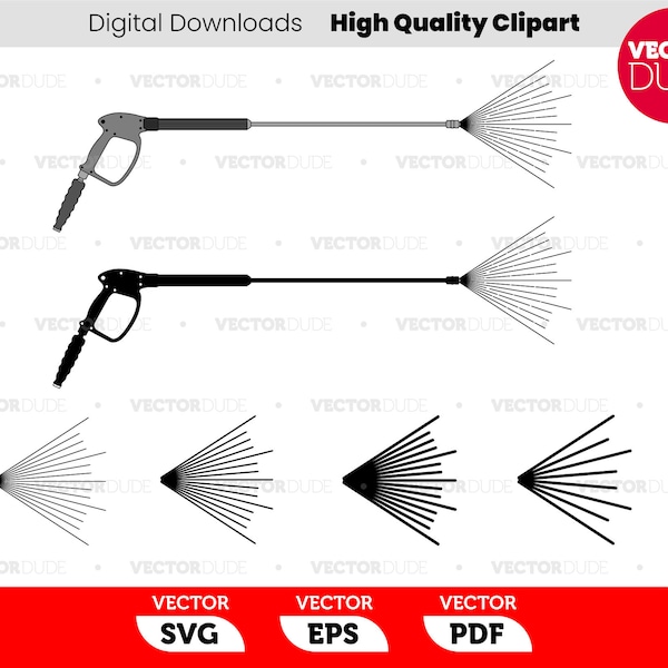 Power Washing wand and spray, High Quality, Cut or Print, Vector Clipart [ svg eps pdf dxf png ]