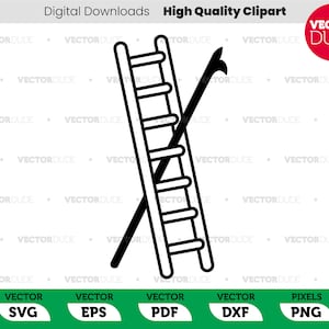 Puede incluir: Ilustración en blanco y negro de una escalera y un palo cruzados.
