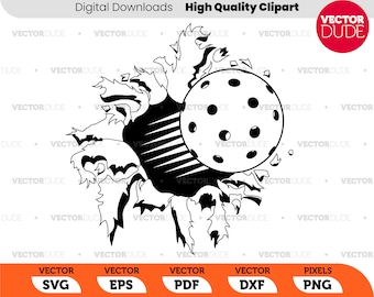 Ripping scoppio palla di sottaceti - bianco e nero alta qualità, clipart vettoriali [svg eps pdf dxf png]