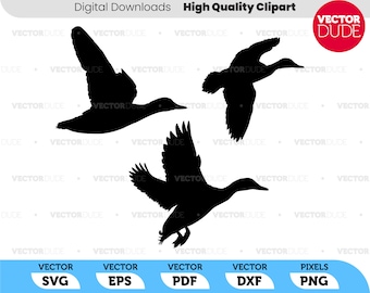3 flying ducks Original Design Silhouette, Detailed High Quality, Vector [svg eps pdf pdf png] Clipart