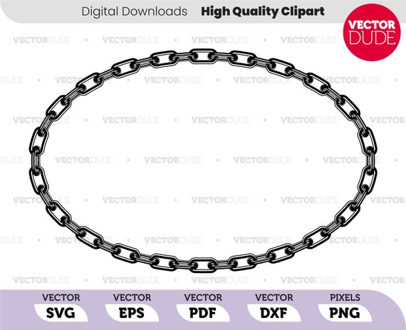Chain Link Oval DETAILED Border, High Quality, Cricut Cut, Vector