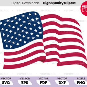 Bandera estadounidense ondulada Clipart vectorial de alta calidad [svg eps pdf dxf png]