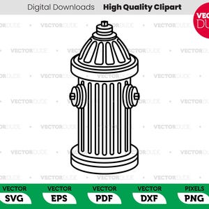 Puede incluir: Un dibujo en blanco y negro de una boca de incendios. La boca de incendios tiene una parte superior redonda con una tapa y un cuerpo cilíndrico con líneas verticales. Hay dos asas a los lados de la boca de incendios.