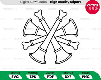 4 trombe incrociate per la classifica del servizio dei vigili del fuoco (vice capo) - Clipart vettoriale [ svg eps pdf dxf png ]